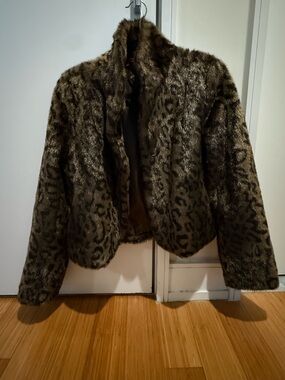 Velvet by Graham & Spencer Faux Fur Leopard-Print Jacket - Brown/Black